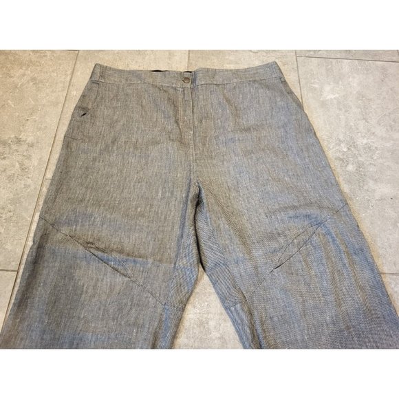 Soft Surroundings Wide Leg Linen Bld Ankle Pant Heathered Black Size 2X Pockets - Picture 2 of 6
